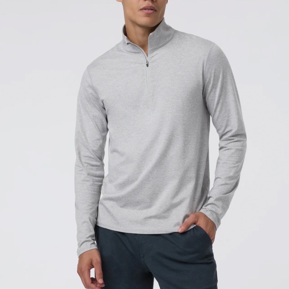 VUORI Ponto Half Zip Mock Neck Long Sleeve Size XL In Heather Gray‎